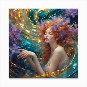 nymph and irises 2 Canvas Print