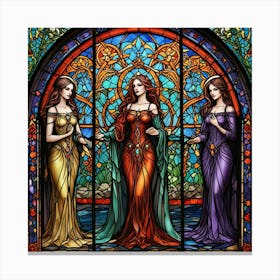 Three Women In Stained Glass Canvas Print