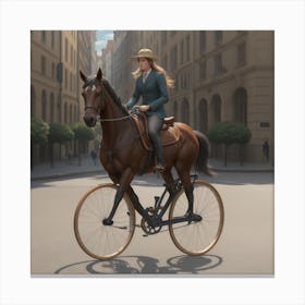 Horse Bicycle Canvas Print
