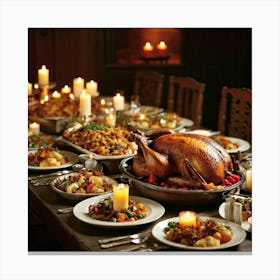 An Age Old Thanksgiving Feast Smothered In The Aroma Of Perfectly Roasted Delicacies From Succulen (2) 1 Canvas Print