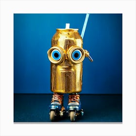 Firefly Frightened, Robot, Blue Eyes, Inline Roller Skates, Disguised, Sweaty, Gold, Aluminum Can, C (11) Canvas Print