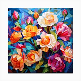 Polygonal Roses Canvas Print