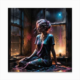 Girl In A Window Canvas Print