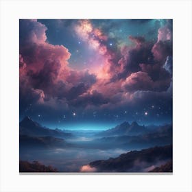 Night Sky With Clouds And Stars Canvas Print