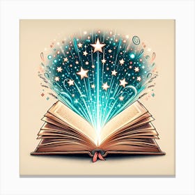 Open Book With Stars 3 Canvas Print