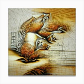 Squirrels In A Tree Canvas Print