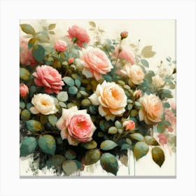 Roses, Watercolor Style Painting Canvas Print