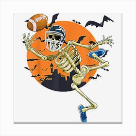 American Football Skeleton Halloween Funny Football Fan Canvas Print