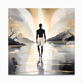Man Walking After Rain Canvas Print