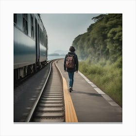 A Person Stepping Onto A Train Platform A Road Winding Through Changing Landscapes Or A Ship Sailing 1208762254 Canvas Print