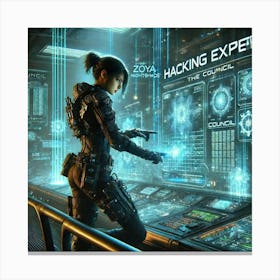 A Sci Fi Scene Illustrating Hacking Expertise, F Canvas Print