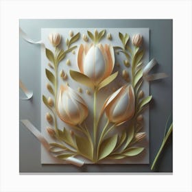 Decorated paper and tulip flower 1 Canvas Print