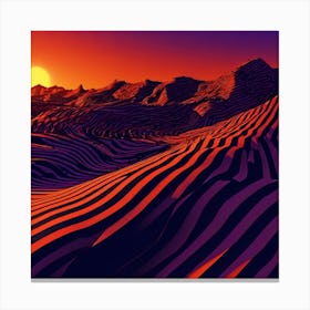Desert Landscape At Sunset Colors Deep Orange , Sun set attracting color of art Canvas Print