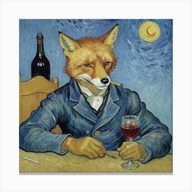 Smart Fox at the Restaurant  Canvas Print