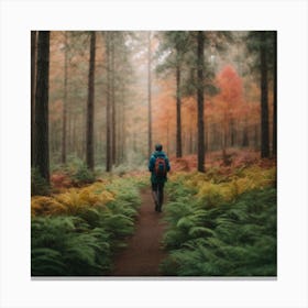 Person Walking In The Forest Canvas Print