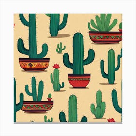 Mexican Cactus Pattern 4 Canvas Print