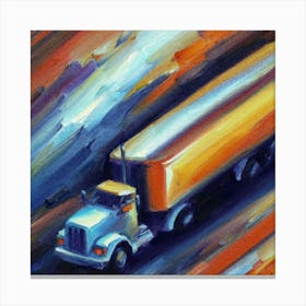 Abstract oil painting of truck with trailer 1 Canvas Print