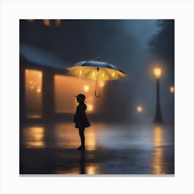 Portrait Of A Girl In The Rain Canvas Print