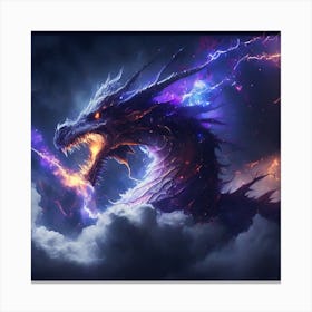 Dragon Lightning In The Sky Canvas Print