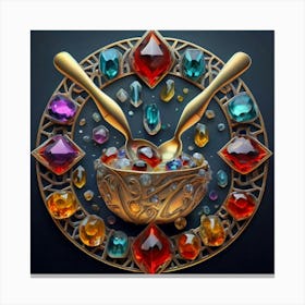 Logo made of gemstones extracted with a tablespoon. 7 Canvas Print