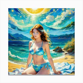 Girl On The Beachetg Canvas Print