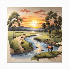 Sunset In The Countryside Canvas Print