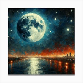 Moon Over The River Canvas Print