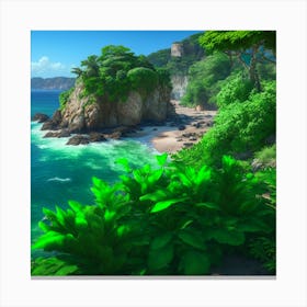 Tropical Beach Scene Canvas Print