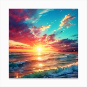 Sunset At The Beach Canvas Print