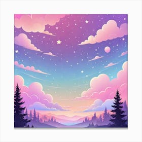 Sky With Twinkling Stars In Pastel Colors Square Composition 280 Canvas Print