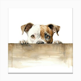 Dog Peeking Over The Wall Canvas Print