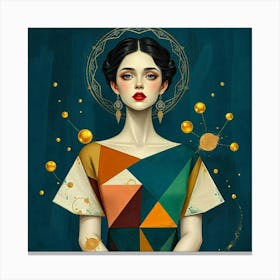 Woman In A Geometric Dress #1 Canvas Print