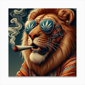 Lion Smoking Marijuana Canvas Print