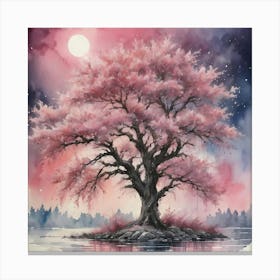 Tre In Pink Water Colour Canvas Print