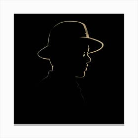 Silhouette Of A Man In A Hat Canvas Print