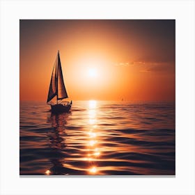 Sailboat At Sunset Canvas Print