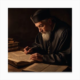 Orthodox Monk Reading A Book Canvas Print