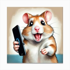 Hamster With Phone 2 Canvas Print