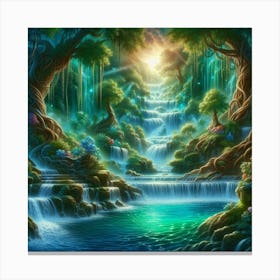 Waterfall In The Forest 70 Canvas Print