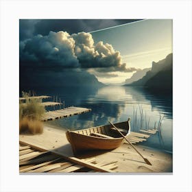 Boat On The Lake Canvas Print