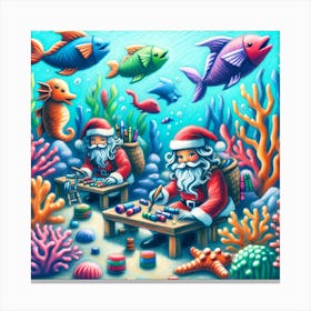 Super Kids Creativity:Santa Claus Under The Sea Canvas Print