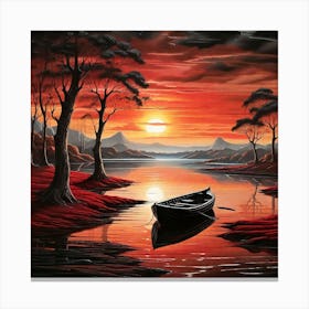 Leonardo Diffusion Xl A Landscape Of Dreams A Black Boat Sunse 1 (1) Canvas Print