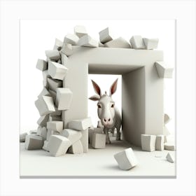 Donkey In A Brick Wall 1 Canvas Print