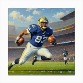 Drive to Victory Football Star Charging Forward Canvas Print