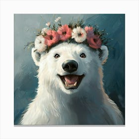 Polar Bear With Flower Crown 1 Leinwandbild