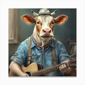 Cow Playing Guitar 1 Canvas Print