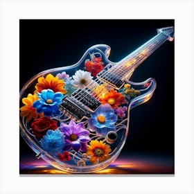 Guitar With Flowers 1 Canvas Print