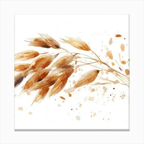 Watercolor Wheat Illustration Canvas Print