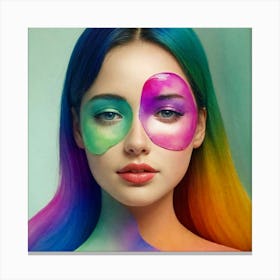 Rainbow Haired Woman Canvas Print