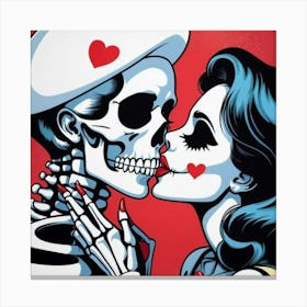 Day Of The Dead Kiss Canvas Print